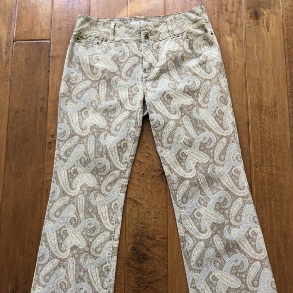Tommy Hilfiger Paisley Print Women's Jeans Beige Size 18